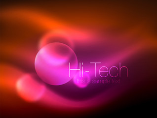 Blurred neon glowing circle, hi-tech modern bubble template, techno glowing glass round shapes or spheres. Geometric abstract background