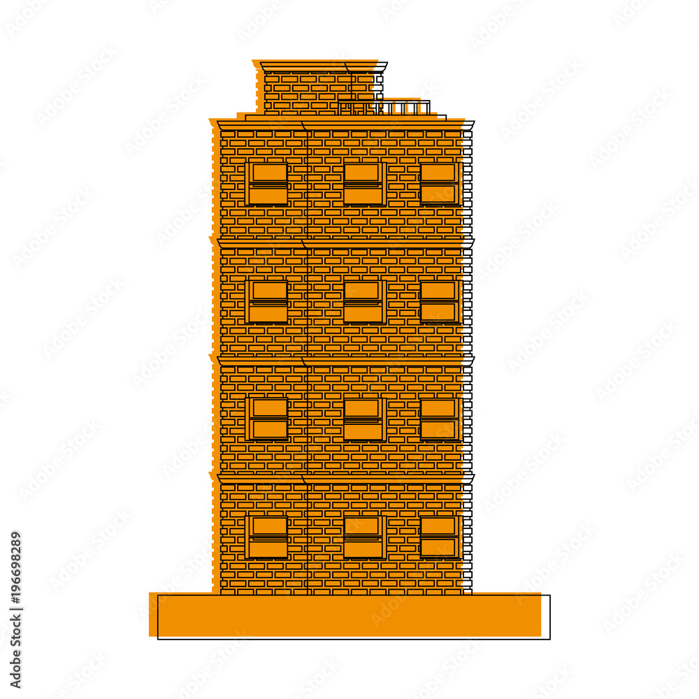 Sticker pixelated building isolated vector illustration graphic design