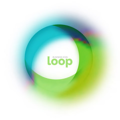 Loop circle business icon, created with glass transparent color shapes