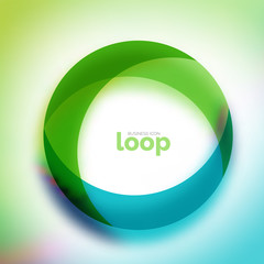 Loop circle business icon, created with glass transparent color shapes
