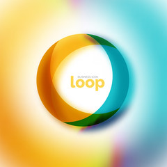 Loop circle business icon, created with glass transparent color shapes