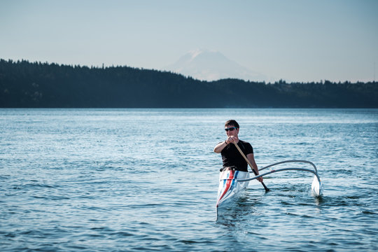 Disabled Paracanoe Athlete Training for Competition