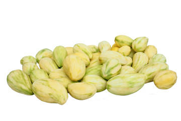 Pile of raw Thai mangoes has clipping paths