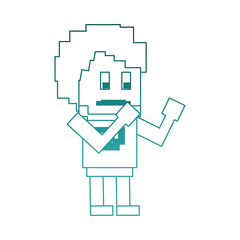 Pixelated fighter man character vector illustration graphic design