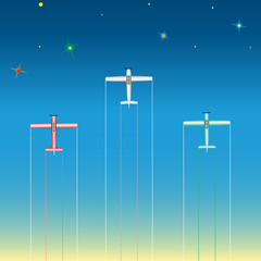 light aircraft in the starry sky © Tikofff