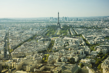 Panoramic view of the Eiffel tower, Paris, France, Europe.