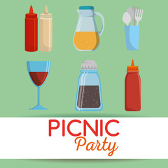 picnic party invitation set icons