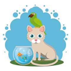 cute mascots pet shop icons