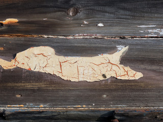 Wood with peeling paint and putty