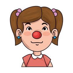 little girl with clown nose