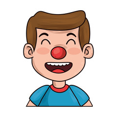 litttle boy with clown nose