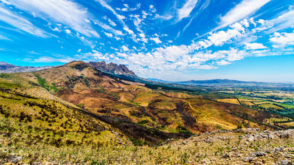 View from the south end of the Bainskloof Pass between the towns Ceres and Wellington, showing the...