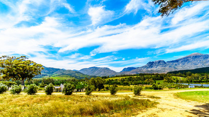 View of the Slanghoekberge Mountain Range along which the Bainskloof Pass runs between the towns Ceres and Wellington in the Western Cape province in South Africa