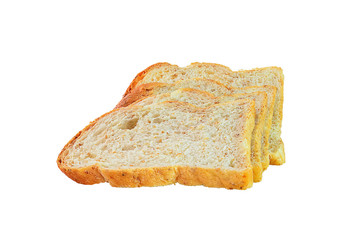 Whole wheat bread was placed on a white background.