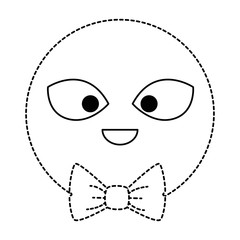 emoticon face with elegant bowntie kawaii character
