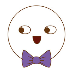 emoticon face with elegant bowntie kawaii character