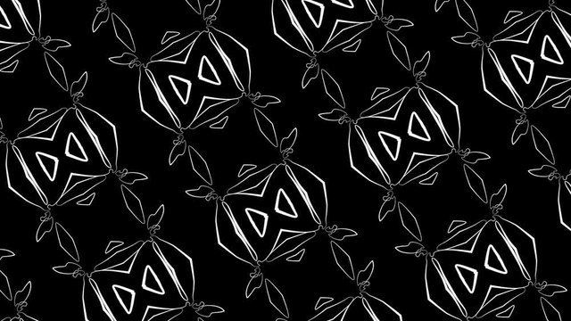 kaleidoscopic black and white abstract shapes background
