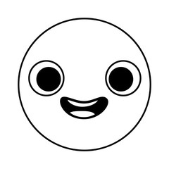 emoticon circular face kawaii character