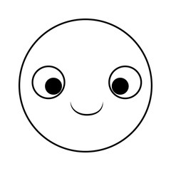 emoticon circular face kawaii character
