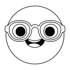 emoticon circular face kawaii character