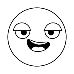 emoticon circular face kawaii character