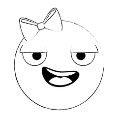 Fototapeta premium emoticon circular face kawaii character