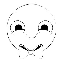 emoticon circular face kawaii character