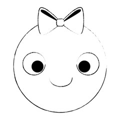 emoticon circular face kawaii character