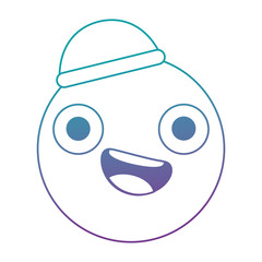 emoticon circular face kawaii character