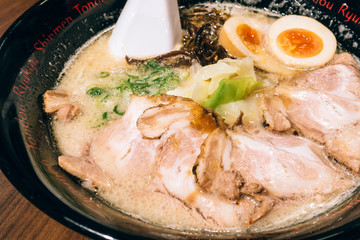 japanese tonkotsu ramen, pork bone broth noodles