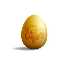 Realistic golden Easter egg isolated on white background. vector and illustration.
