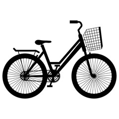 bicycle with basket isolated icon