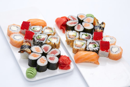 sushi set on the white background