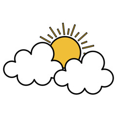 clouds with summer sun isolated icon