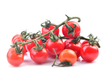 Cherry tomatoes on a white background