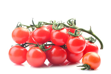 Cherry tomatoes on a white background