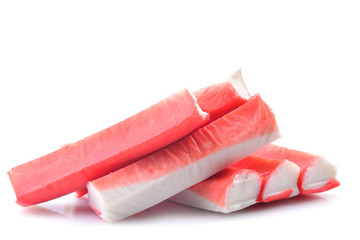 Crab sticks on a white background