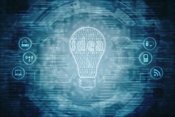 Fototapeta premium 2d illustration bulb future technology, innovation background, creative idea concept 