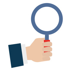hand human with magnifying glass isolated icon