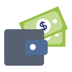 wallet with bills money isolated icon