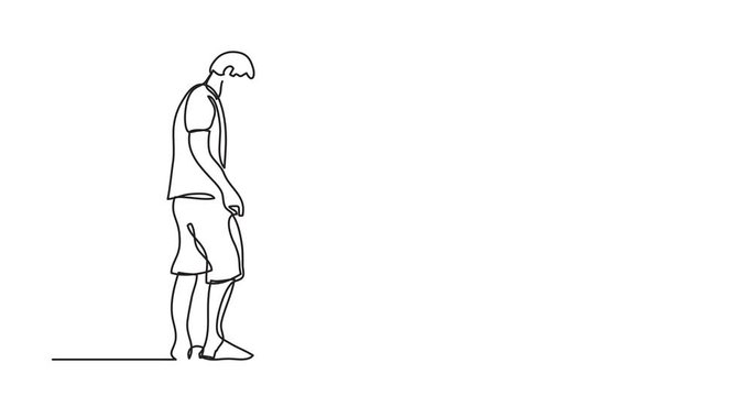 Animation of one line drawing of man grilling barbecue