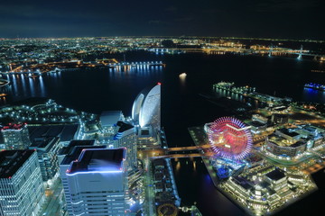 Obraz premium 横浜港俯瞰夜景
