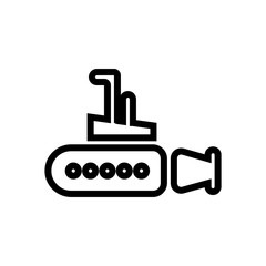 floating submarine vector icon, outlined symbol of sailing undersea boat. Simple, modern flat vector illustration for mobile app, website or desktop app