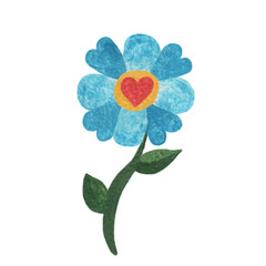 Naklejka premium Watercolor blue cute flower with heart