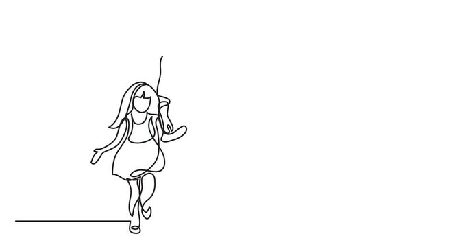 Animation of one line drawing of mother and daughter walking together