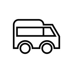 bus moving to the right outlined vector icon, side view of bus in motion outlined symbol.Simple, modern flat vector illustration for mobile app, website or desktop app