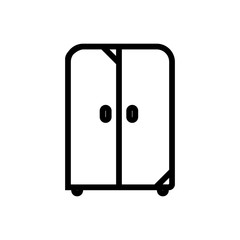 wooden cupboard outlined vector icon, outlined symbol of wooden buffet. Simple, modern flat vector illustration for mobile app, website or desktop app