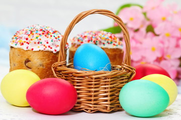 Easter cake and eggs