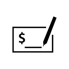 check book outlined vector icon. Outlined symbol of signing the cheque. Simple, modern flat vector illustration for mobile app, website or desktop app