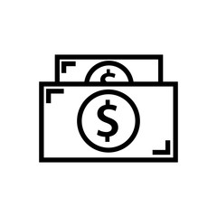 money in cash outlined vector icon. Simple, modern flat vector illustration for mobile app, website or desktop app